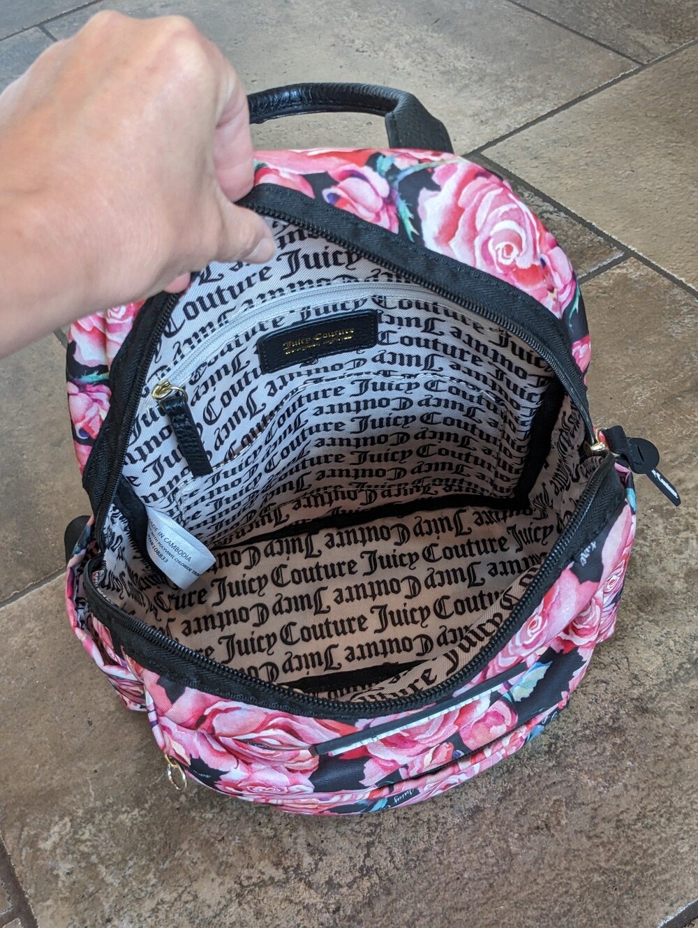 Juicy Couture Y2K Pink Floral Mini Chic Feminine Everyday School Work Backpack - Picture 11 of 17